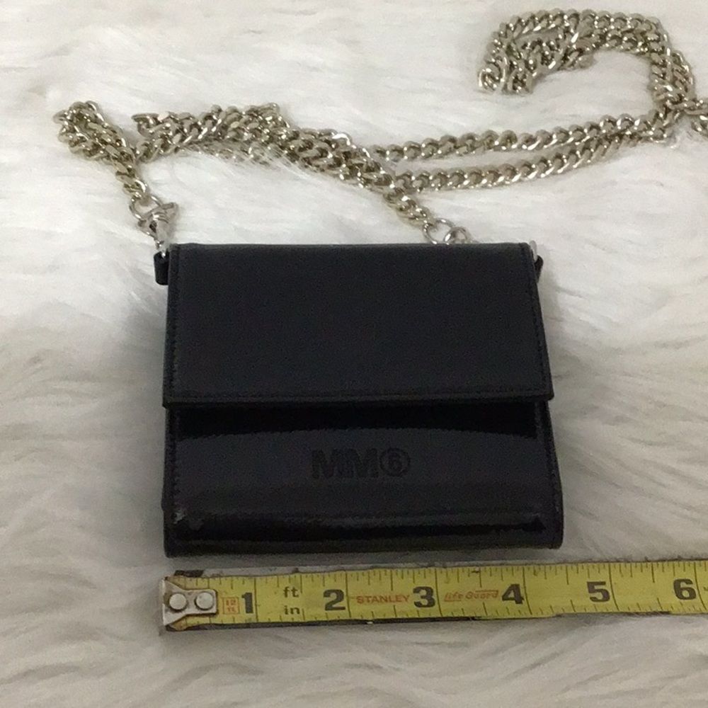 MM6 Maison Margiela Logo Black Folding Small Wallet On A Chain - Picture 9 of 16